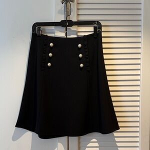 kate spade Black A-Line Skirt with Pearl Button Detail